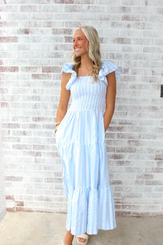 8 Oak Lane -Blue & White Stripe Dress