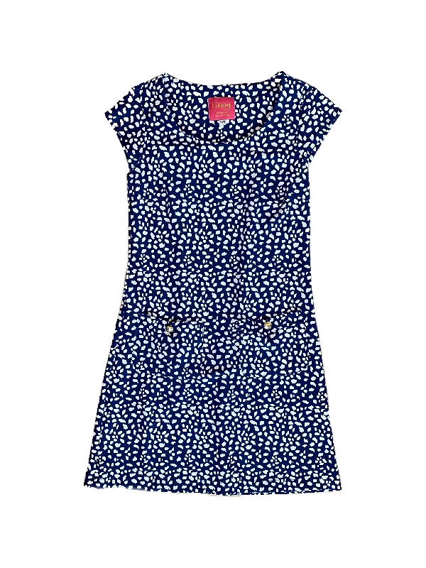 Charleston Cap Sleeve Dress Small Diana's Dot Navy