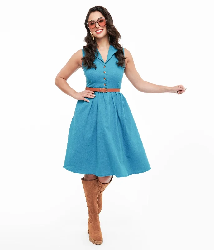 Collectif 1950s Blue Denim Lindy Bop Donda Dress