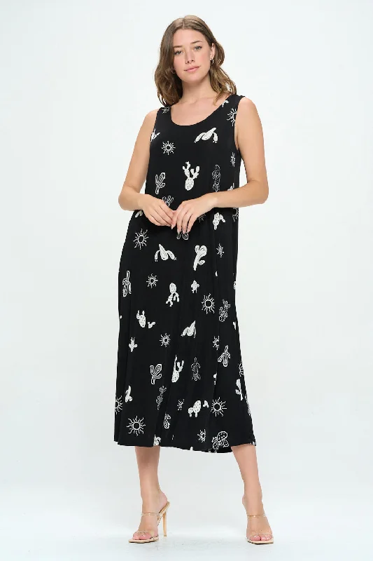 Plus Size Print Tank Long Dress Sleeveless-7000BN-TXP1-W369