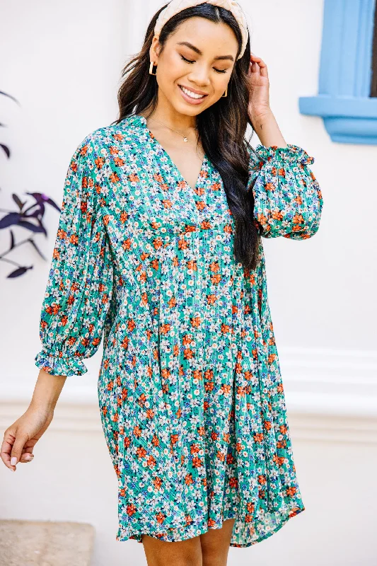 Dance For Hours Green Ditsy Floral Dress