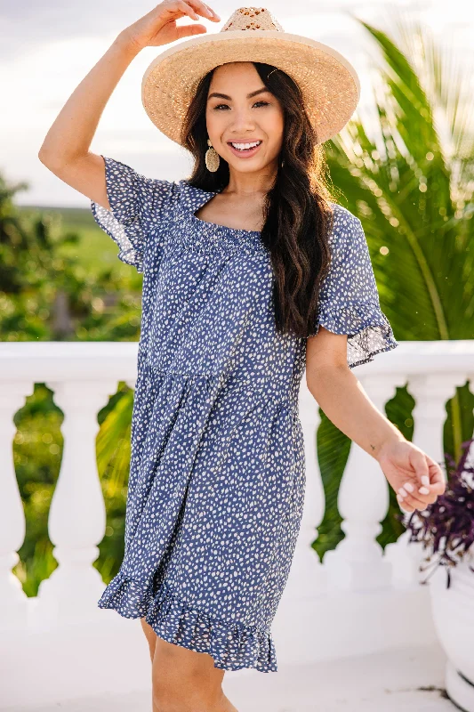 Dusk Till Dawn Denim Blue Spotted Dress