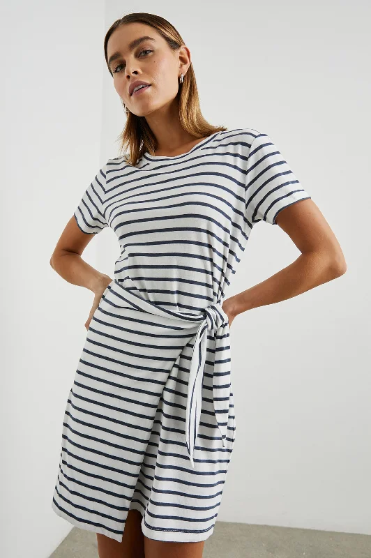 EDIE DRESS - IVORY NAVY STRIPE