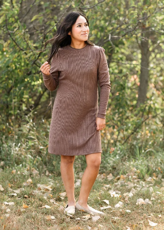 Lace Ruffled Mock Neck Long Sleeve Dress