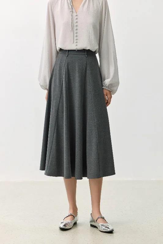 LILY Grey A-line Midi Skirt