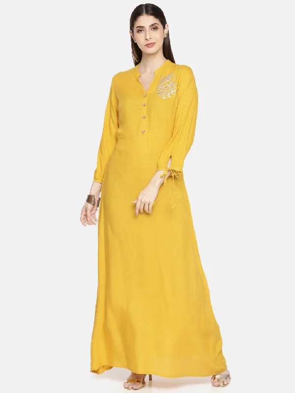 Neeru's Women Mustard Yellow Solid A-Line Kurta