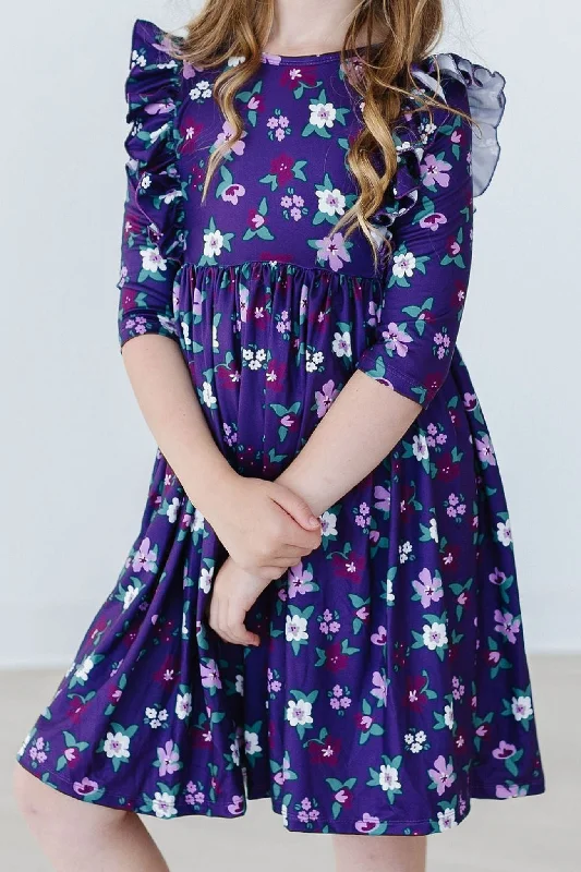 Violets in Bloom Ruffle Twirl Dress