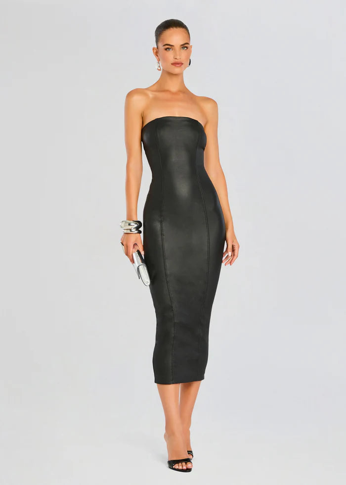 Adalaide Coated Midi Dress - Black