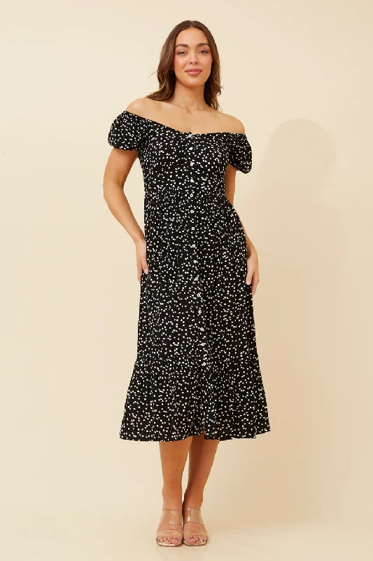 AUGUST HEART PRINT MIDI DRESS