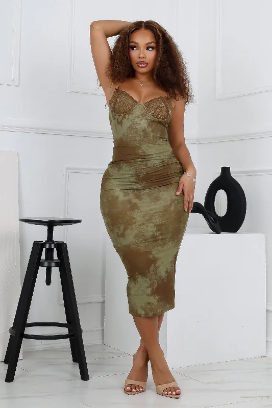 Be My Next Mesh Wire Bust Midi Dress