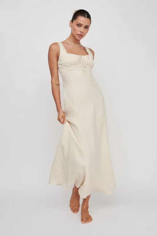 Carlee Gathered Bust Maxi Dress Oat