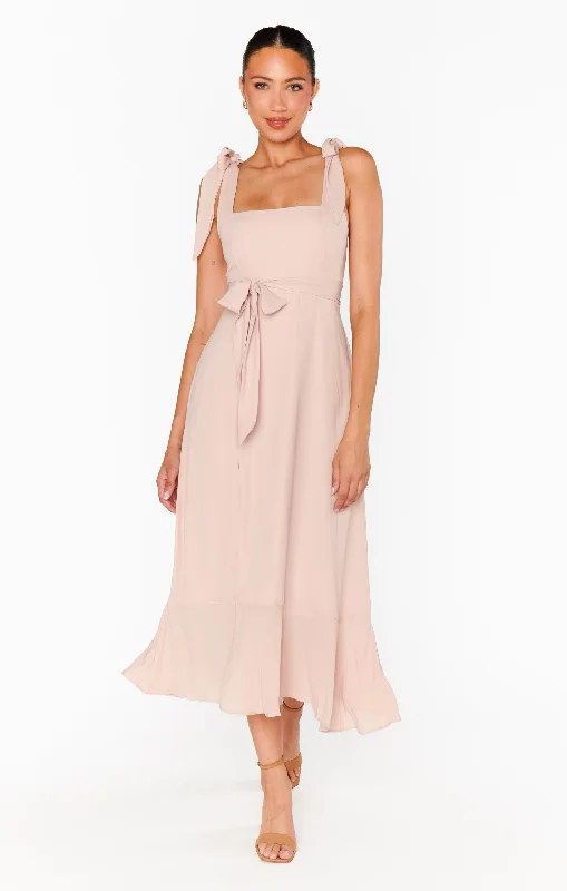 Claire Midi Dress ~ Dusty Blush Crisp