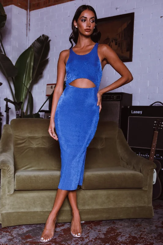 Dominique Cut-Out Twist Midi Dress Blue