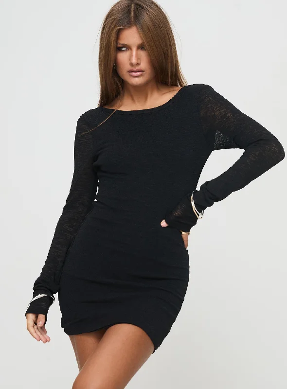 Experience Long Sleeve Mini Dress Black