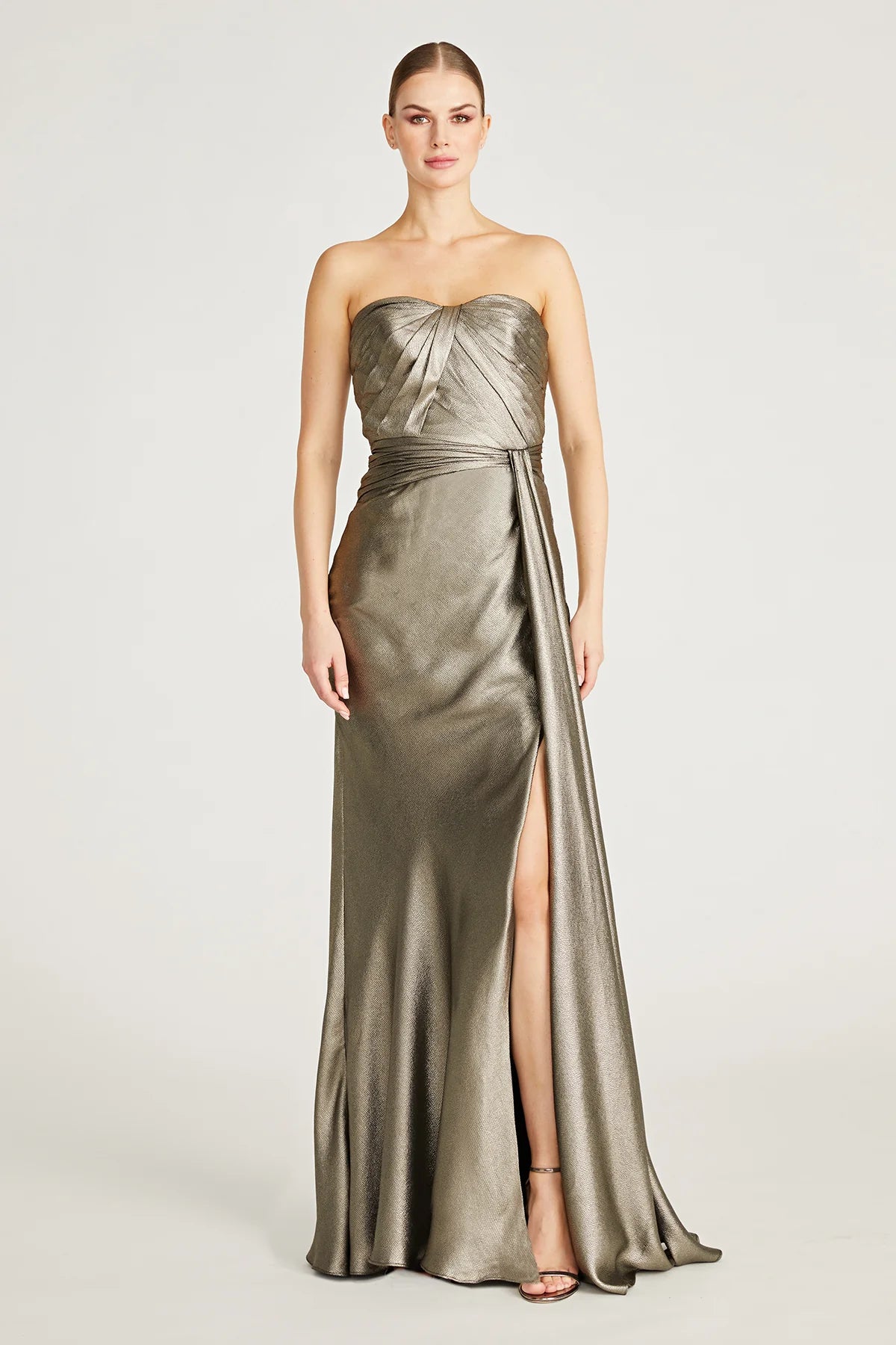 Farren Strapless Draped Gown - Pewter