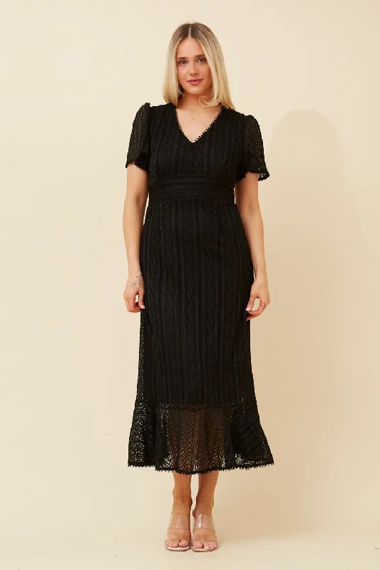 GODIVA LACE MIDI DRESS