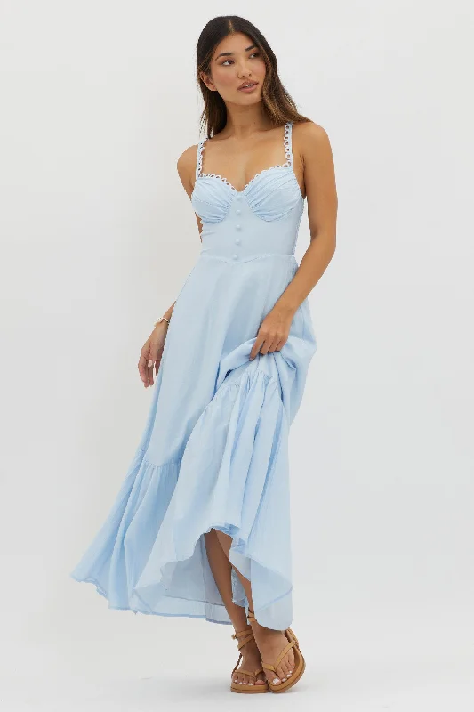 Golden Suns Scallop Trim Midi Dress Baby Blue