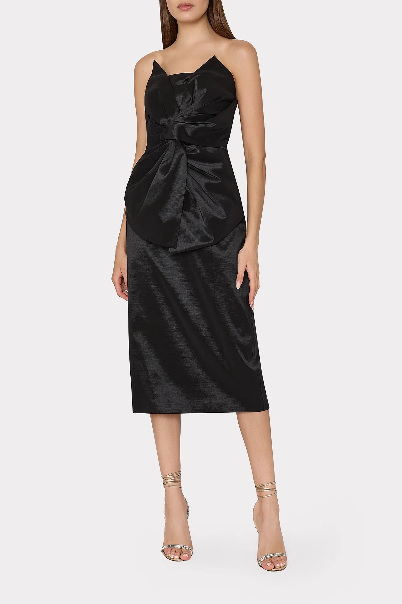 Harlow Bow Taffeta Strapless Dress - Black