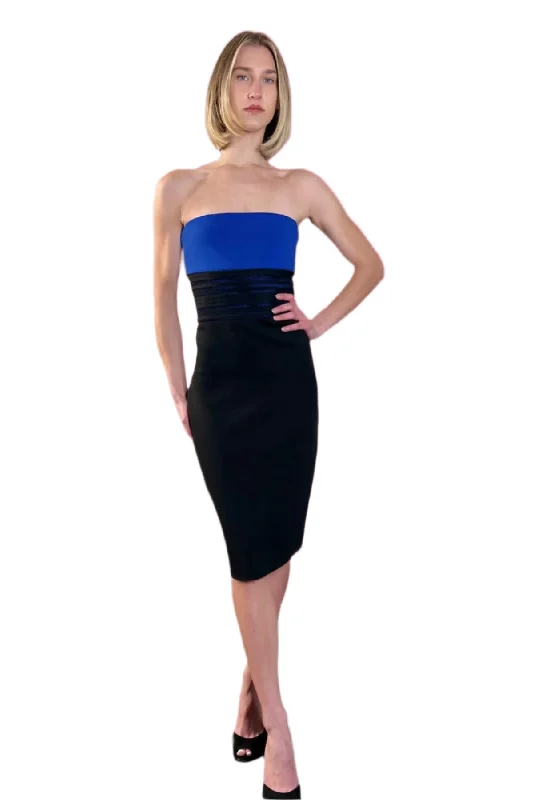 Italian Tech Strapless Dress - Cobalt