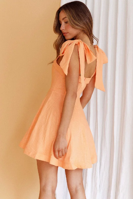 Jeanie Bow Shoulder Mini Dress Orange