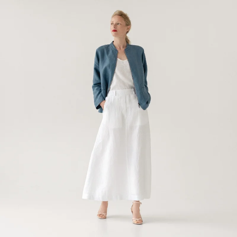 LIMITED EDITION Optical White Linen Twill Gardenia Skirt