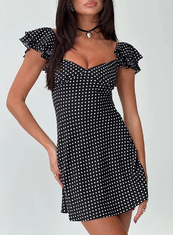 Moretti Mini Dress Black Polka Dot