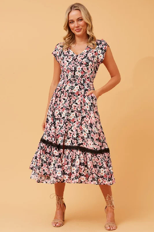 MOROCCO FLORAL MIDI DRESS