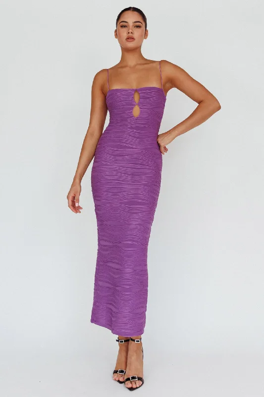 Orion Keyhole Bodice Midi Dress Purple