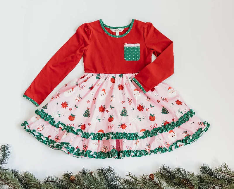 Rosy Cheeks & Jingles Ruffle Dress