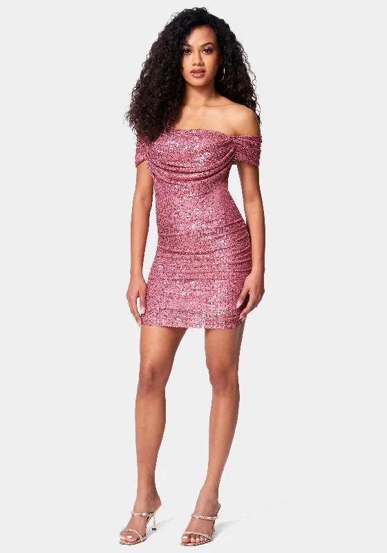 Sequin Drapey Ruched Mini Dress