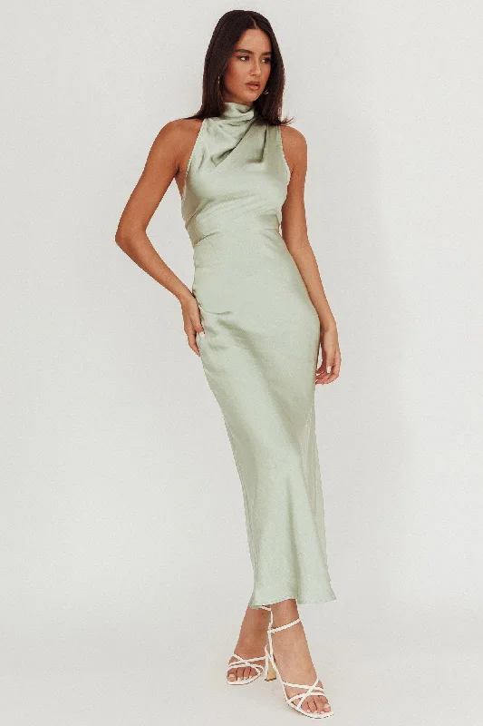 Shana Halterneck Maxi Dress Sage