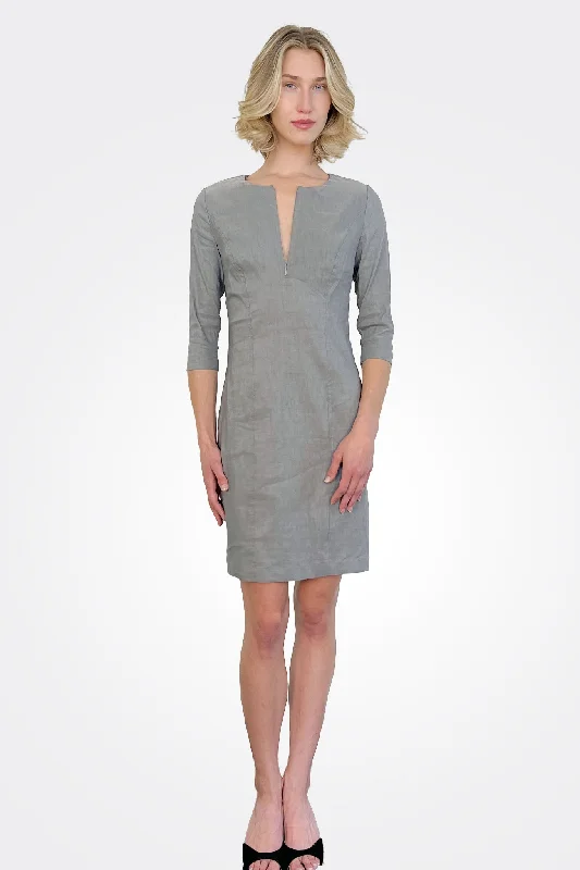 Sleeve Sheath Dress - Grey