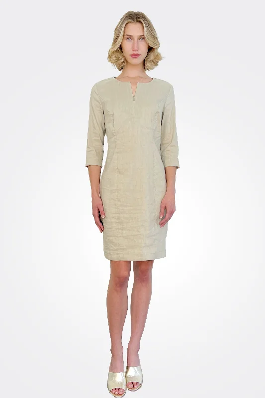 Sleeve Sheath Dress - Tan