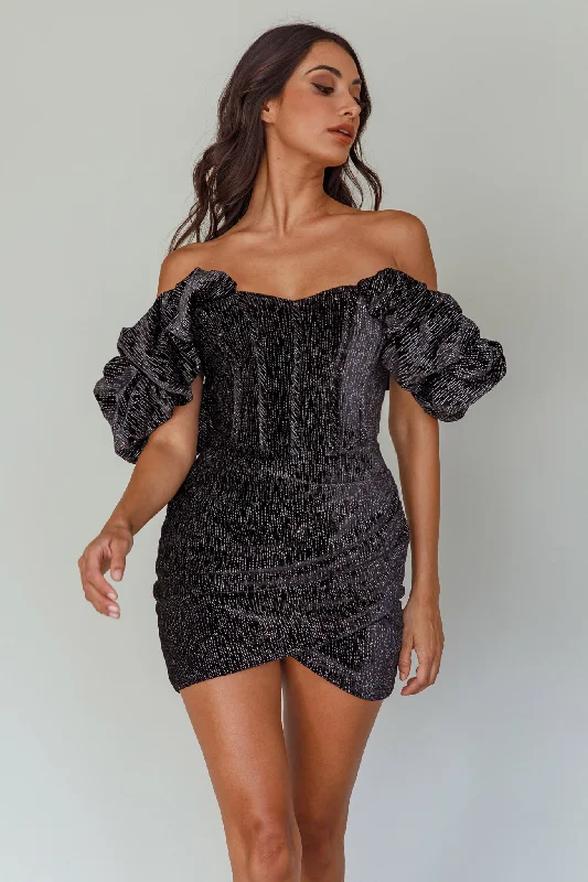 So Famous Off-Shoulder Mini Dress Black