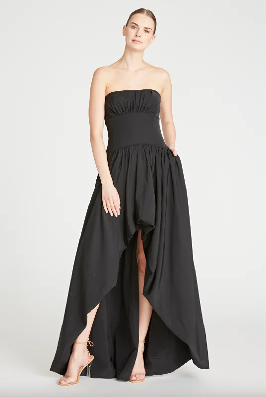 Strapless Tafetta Long Dress - Black