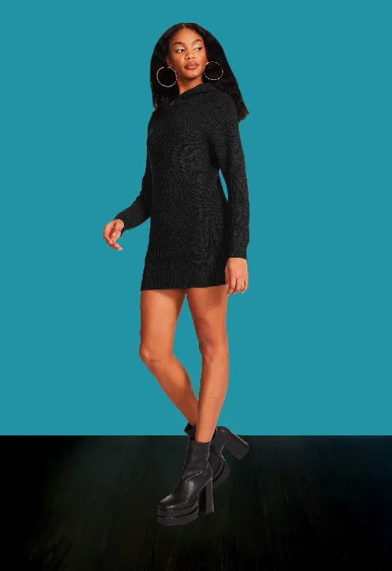 Taylor Sweater Dress - Black