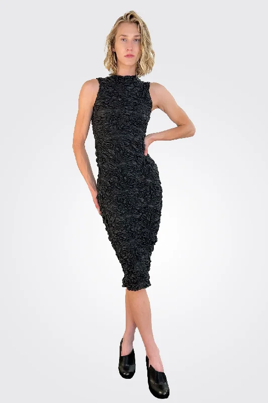 Textured Sheath Dress - Nero