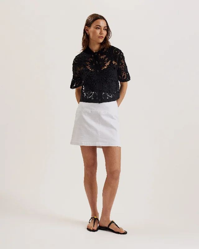 Valiad A-Line Denim Mini Skirt White