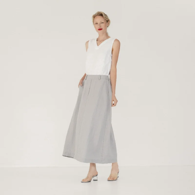 Wind Grey Linen Gardenia Skirt