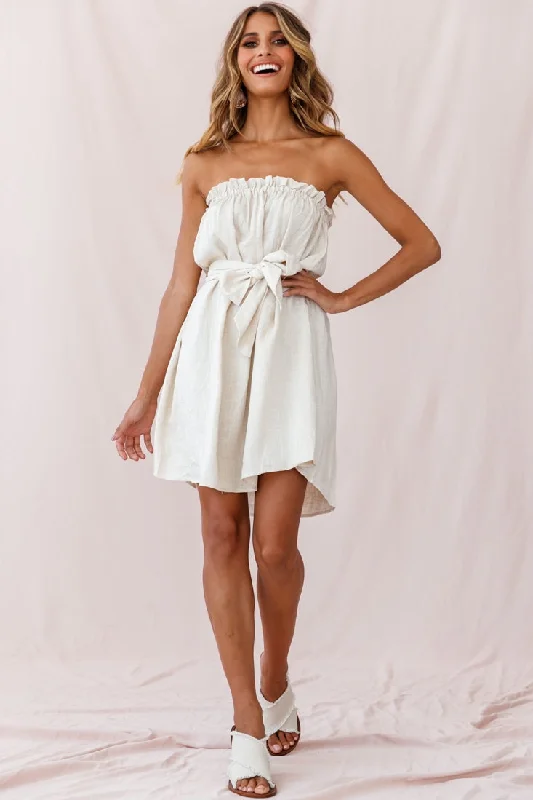 Zuma Strapless Waist Tie Dress Natural